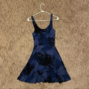 Express Blue Paisley Fit & Flare Dress